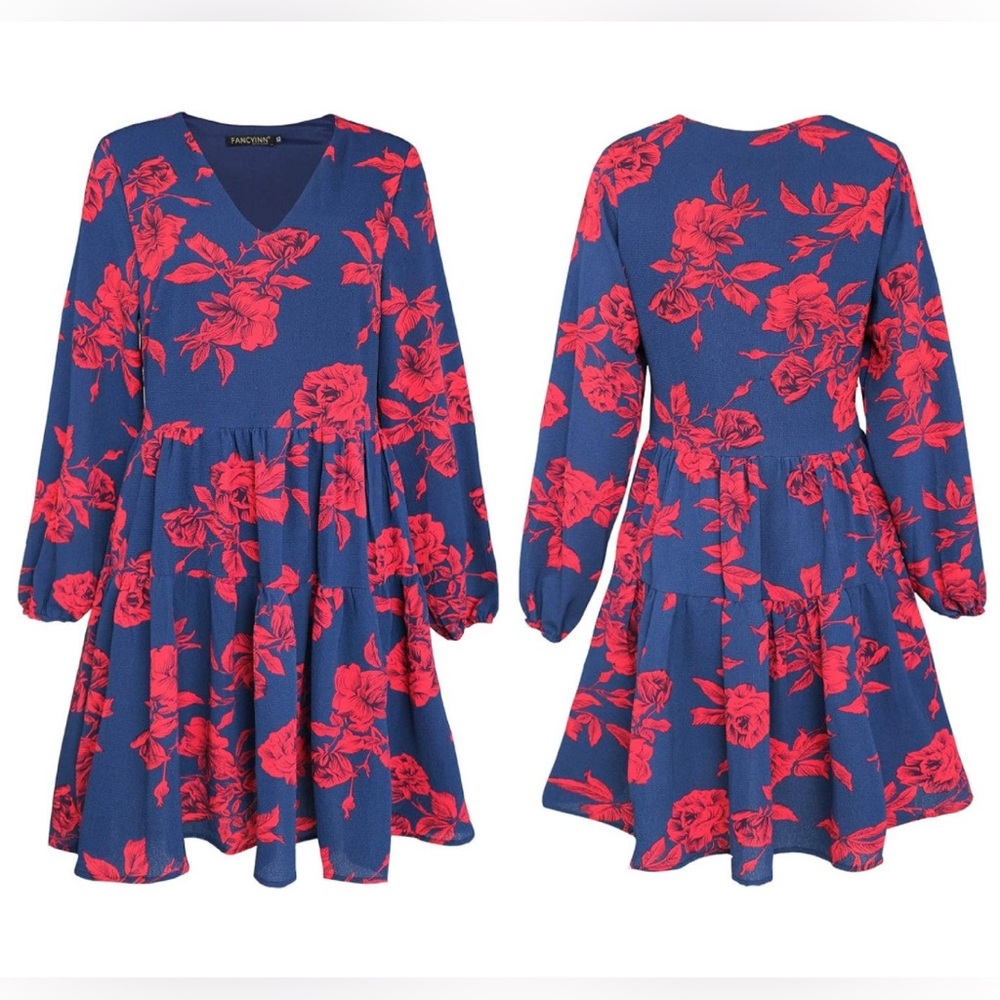 Babydoll Mini Long Sleeve Dress with Pockets